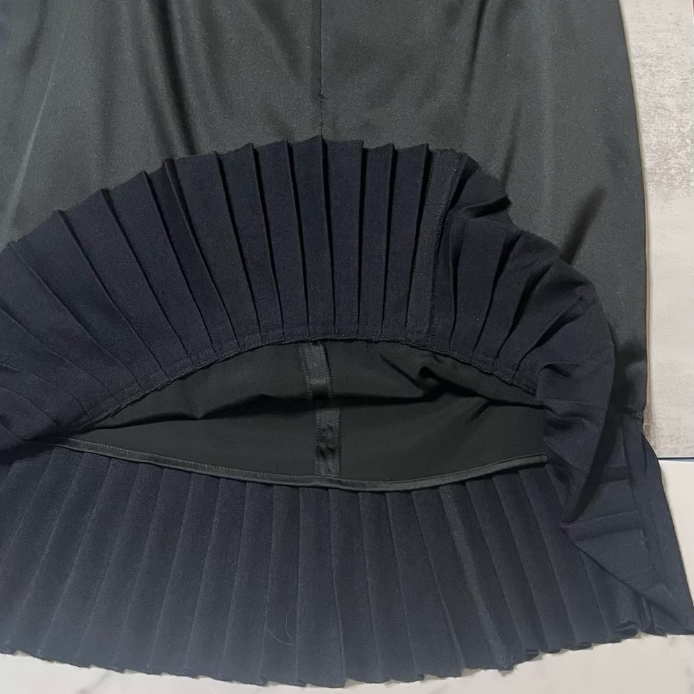 St. John Evening Silk Satin Black Skirt With Pleated Flounce Hemline size 8 - Picture 7 of 8